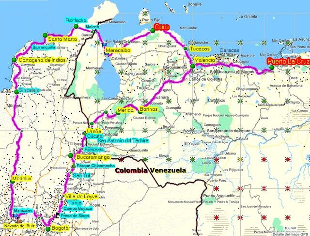 Ruta de Recorrido en Colombia